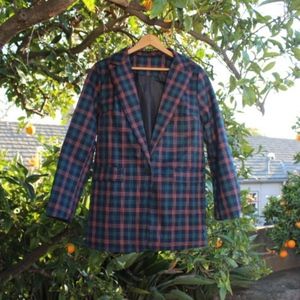 PLAID BLAZER SINGLE BUTTON JACKET COLORFUL